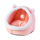 Maxbell Cat Bed Winter Puppy Kennel Nest with Ball House for Indoor Pink Rabbit S