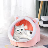 Maxbell Cat Bed Winter Puppy Kennel Nest with Ball House for Indoor Pink Rabbit S