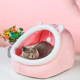 Maxbell Cat Bed Winter Puppy Kennel Nest with Ball House for Indoor Pink Rabbit S