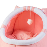 Maxbell Cat Bed Winter Puppy Kennel Nest with Ball House for Indoor Pink Cat S