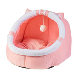 Maxbell Cat Bed Winter Puppy Kennel Nest with Ball House for Indoor Pink Cat S