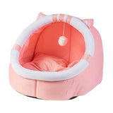 Maxbell Cat Bed Winter Puppy Kennel Nest with Ball House for Indoor Pink Cat S