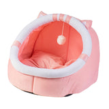 Maxbell Cat Bed Winter Puppy Kennel Nest with Ball House for Indoor Pink Cat S