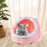 Maxbell Cat Bed Winter Puppy Kennel Nest with Ball House for Indoor Pink Cat S