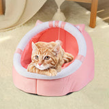 Maxbell Cat Bed Winter Puppy Kennel Nest with Ball House for Indoor Pink Cat S