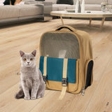 Maxbell Portable Pet Cat Carrier Backpack Mesh Window Adjustable Shoulder Strap Khaki