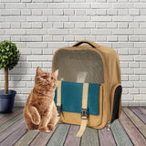 Maxbell Portable Pet Cat Carrier Backpack Mesh Window Adjustable Shoulder Strap Khaki