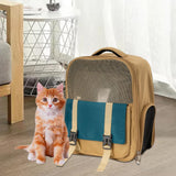 Maxbell Portable Pet Cat Carrier Backpack Mesh Window Adjustable Shoulder Strap Khaki