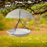 Maxbell Bird Feeder with Waterproof Cover Hanging Bird Bath for Ornament Outside White
