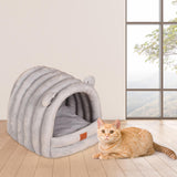 Maxbell Warm Pet House Dog Tent Cushion Nest Cave Cat Bed for Doggy Puppy Sleeping Gray Blue