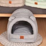 Maxbell Warm Pet House Dog Tent Cushion Nest Cave Cat Bed for Doggy Puppy Sleeping Gray Blue