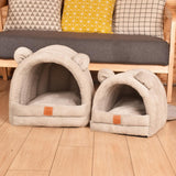 Maxbell Warm Pet House Dog Tent Cushion Nest Cave Cat Bed for Doggy Puppy Sleeping Khaki