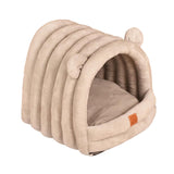 Maxbell Warm Pet House Dog Tent Cushion Nest Cave Cat Bed for Doggy Puppy Sleeping Khaki