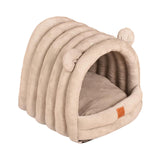 Maxbell Warm Pet House Dog Tent Cushion Nest Cave Cat Bed for Doggy Puppy Sleeping Khaki