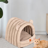 Maxbell Warm Pet House Dog Tent Cushion Nest Cave Cat Bed for Doggy Puppy Sleeping Khaki