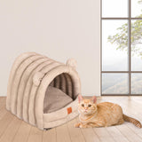 Maxbell Warm Pet House Dog Tent Cushion Nest Cave Cat Bed for Doggy Puppy Sleeping Khaki