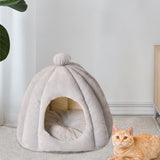 Maxbell Cute Pet Cat Bed Cat House Dog Sleeping Bed Puppy Kennel Anti Slip Bottom Light Gray S