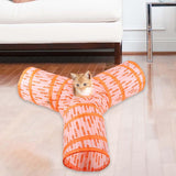 Maxbell Cat Foldable Tunnel Toy for Bunny Kitten Small Animal Play Tunnel Durable Y Shape