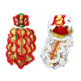 Maxbell Pet Costume Coat Hoodies Soft Lion Dance Clothes for Stage Performance Red Medium