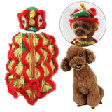Maxbell Pet Costume Coat Hoodies Soft Lion Dance Clothes for Stage Performance Red Medium