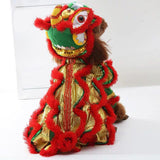 Maxbell Pet Costume Coat Hoodies Soft Lion Dance Clothes for Stage Performance Red Medium