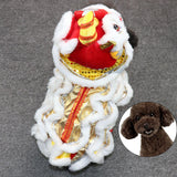 Maxbell Pet Costume Coat Hoodies Soft Lion Dance Clothes for Stage Performance White Medium