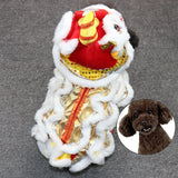Maxbell Pet Costume Coat Hoodies Soft Lion Dance Clothes for Stage Performance White Large