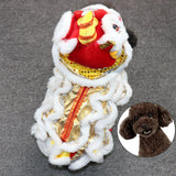 Maxbell Pet Costume Coat Hoodies Soft Lion Dance Clothes for Stage Performance White XL