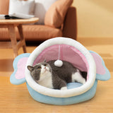 Maxbell Semi Enclosed Cat Bed Cat House Kitten Bed Anti Slip for Indoor Warm