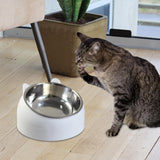 Maxbell Pet Feeder 15° Raised Single Bowl for Cat Dog for Small Medium Dogs Kitten White