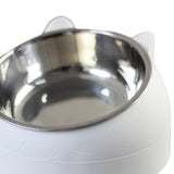 Maxbell Pet Feeder 15° Raised Single Bowl for Cat Dog for Small Medium Dogs Kitten White