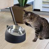 Maxbell Pet Feeder 15° Raised Single Bowl for Cat Dog for Small Medium Dogs Kitten Black