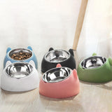 Maxbell Pet Feeder 15° Raised Single Bowl for Cat Dog for Small Medium Dogs Kitten Pink