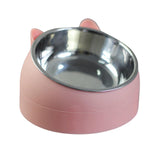 Maxbell Pet Feeder 15° Raised Single Bowl for Cat Dog for Small Medium Dogs Kitten Pink