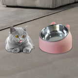 Maxbell Pet Feeder 15° Raised Single Bowl for Cat Dog for Small Medium Dogs Kitten Pink