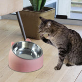 Maxbell Pet Feeder 15° Raised Single Bowl for Cat Dog for Small Medium Dogs Kitten Pink