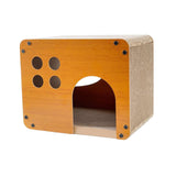 Maxbell Cat Dog Wood House Breathable Corrugated Cardboard Pets Cave Nest for Puppy