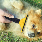 Maxbell Deshedding Comb Cleaning Brush Remover Pet Hair Brushes for Cats Dogs Kitten 15.5x10x5cm Yellow