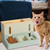 Maxbell Water Food Dispenser Convenient Automatic Cat Feeder for Small Animals Green