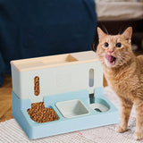 Maxbell Water Food Dispenser Convenient Automatic Cat Feeder for Small Animals Blue