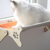 Maxbell Pet Cat Window Perch Wood Frame Shelf Window Chair Hanging Bed Hammock Orange