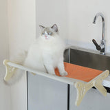 Maxbell Pet Cat Window Perch Wood Frame Shelf Window Chair Hanging Bed Hammock Orange
