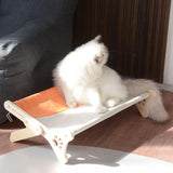 Maxbell Pet Cat Window Perch Wood Frame Shelf Window Chair Hanging Bed Hammock Orange