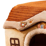 Maxbell Dog Bed House Winter Warm Sleeping Bed Sleep Kennel Semienclosed Cat Bed 40x32x35cm Brown