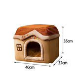 Maxbell Dog Bed House Winter Warm Sleeping Bed Sleep Kennel Semienclosed Cat Bed 40x32x35cm Brown