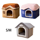 Maxbell Dog Bed House Winter Warm Sleeping Bed Sleep Kennel Semienclosed Cat Bed 40x32x35cm Brown