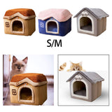 Maxbell Dog Bed House Winter Warm Sleeping Bed Sleep Kennel Semienclosed Cat Bed 40x32x35cm Brown