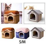 Maxbell Dog Bed House Winter Warm Sleeping Bed Sleep Kennel Semienclosed Cat Bed 40x32x35cm Brown