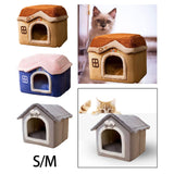 Maxbell Dog Bed House Winter Warm Sleeping Bed Sleep Kennel Semienclosed Cat Bed 40x32x35cm Brown