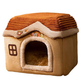 Maxbell Dog Bed House Winter Warm Sleeping Bed Sleep Kennel Semienclosed Cat Bed 40x32x35cm Brown